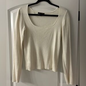 Banana Repulic White Ribbed Long Sleeve Top